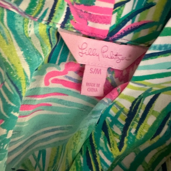 Lilly Pulitzer Palm Beach Silk Robe Multi Scarlet Macaw Size S/M (D10) - Picture 5 of 6